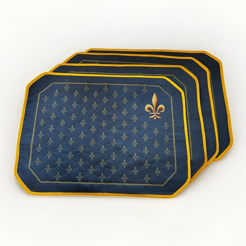 Jules Pansu Paris Tapestry Placemats Fleur-de-Lis French Country Set Of 4